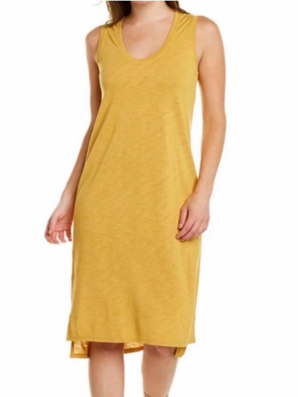 Madewell tank dress features a V-neckline and side slits. medium.